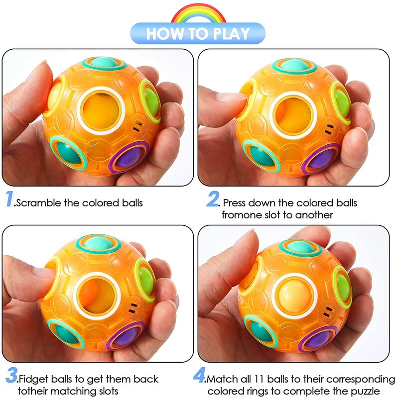 ลูกบอลรูบิคสีรุ้งบอลปริศนาสุดวิเศษลูกบอล3มิติจับคู่ของเล่นเกมปริศนาฝึกสมองเพื่อความสนุกคลายเครียด