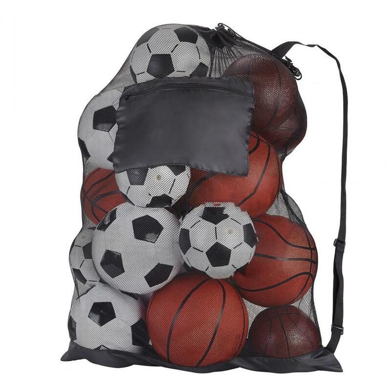 Tas tali olahraga bola sepak bola, kantung jaring tas ransel basket sepak bola, bola voli, tas penyimpanan perlengkapan renang
