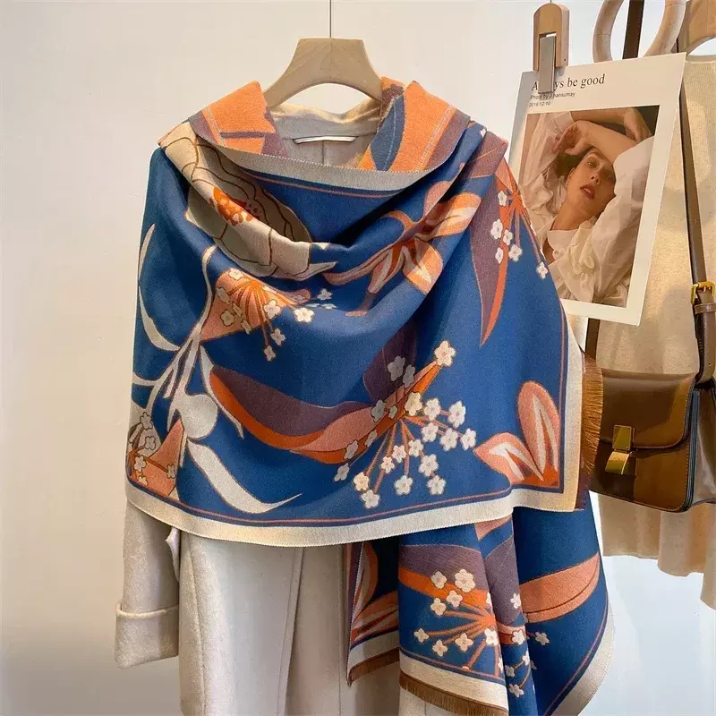 Bufanda de cachemir con torre de hierro para mujer, chal cálido de doble cara, Foulard grueso de moda, Pashmina, 2022