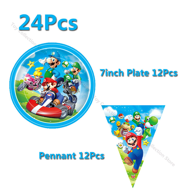1Set Marioedd Bros Tableware Party Supplies Kid Birthday Ballon Party Decoration Paper Plate Cup Napkin Game Theme DIY Toy Gift
