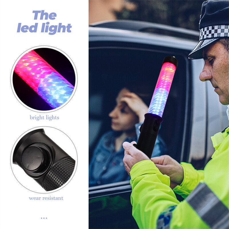 Verkehrs befehls licht Stick mit elektronischer Pfeife rot blau Burst Flash LED Licht emittierende Signal Stick Handwarn licht