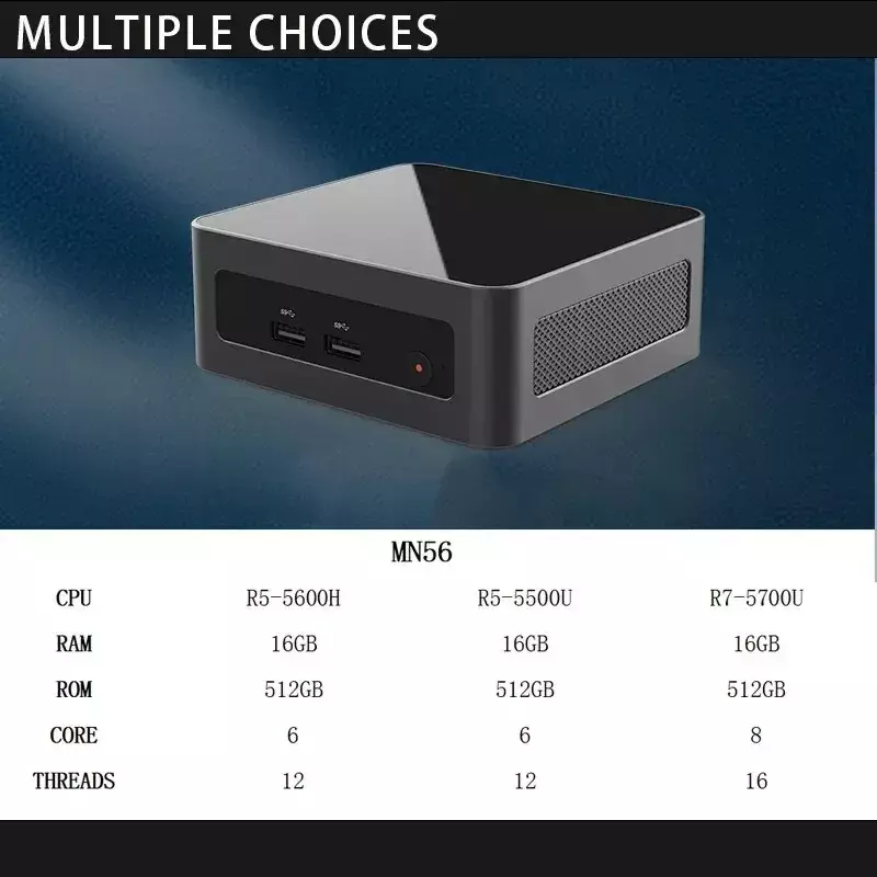 FIREBAT-Mini PC Gamer MN56, AMD Ryzen 5, 5600H, Windows 11, DDR4, Nvme, SSD, WIFI6, BT5.2, ordenador de escritorio para juegos