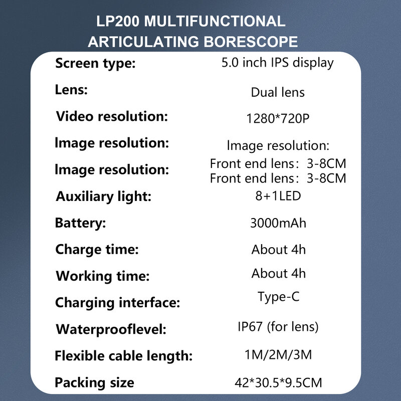 WDLUCKY – Endoscope à écran couleur IPS de 5 pouces, caméra simple et double bidirectionnelle, câble rigide d'inspection étanche, pour vérifier la voiture