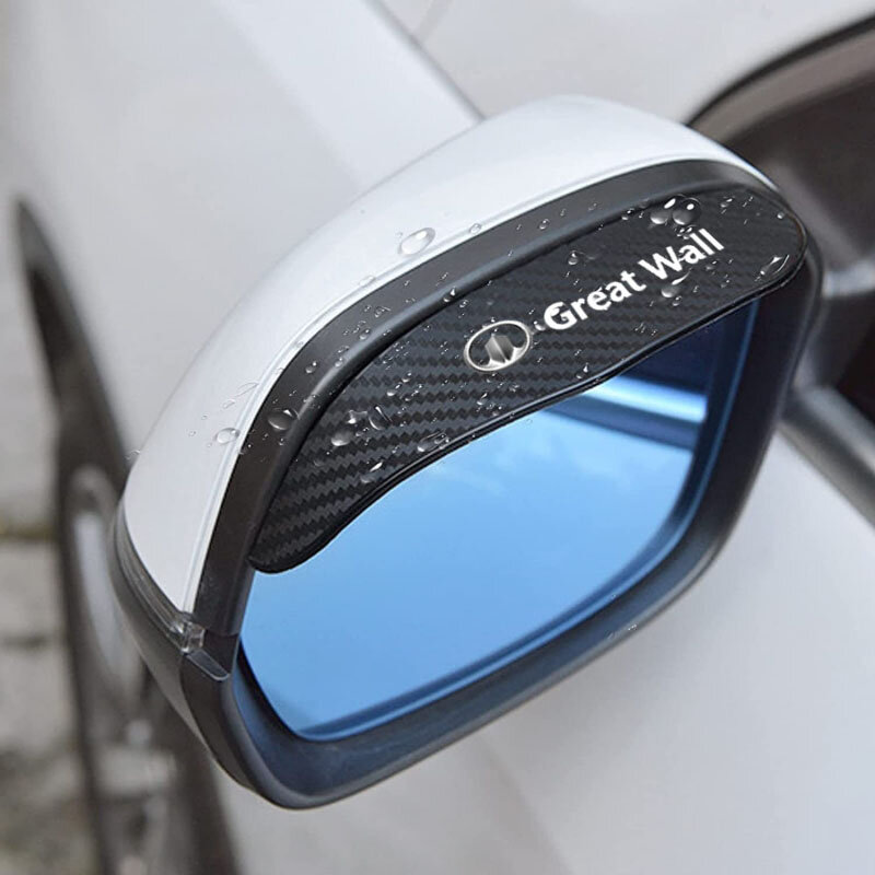 2pcs Carbon fiber Car Rearview Mirror Rain Eyebrow Sticker For Great Wall Poer Tank 500 Voleex C10 C30 C50 Wingle 5 Haval Hover