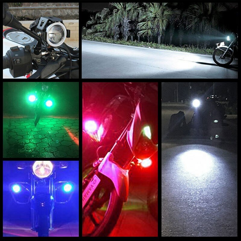 Super brilhante farol da motocicleta, luzes de nevoeiro, auxiliar LED lâmpada de condução, holofotes moto universal, Angel Eyes, adicional, U7, Mini