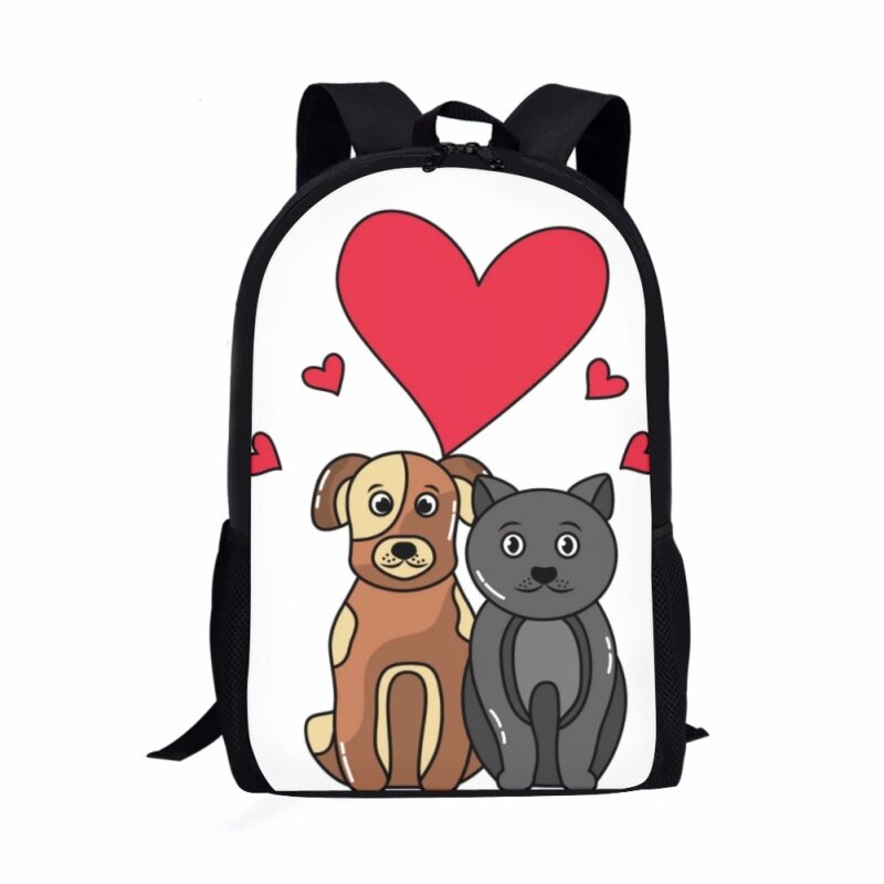 Tas sekolah pola cetak anjing imut, tas kasual untuk anak muda, tas ransel kapasitas besar, tas punggung modis untuk anak-anak