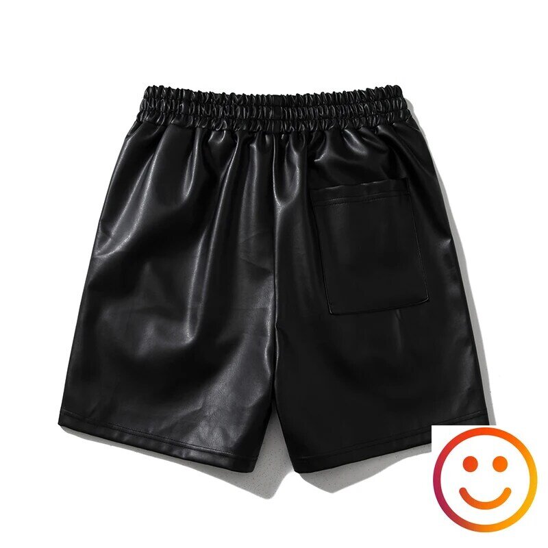 Leather Black Red Green Borad Shorts Pockets 2024 Summer Men Women High Quality Yellow Drawstring Beach Shortpant Breeches