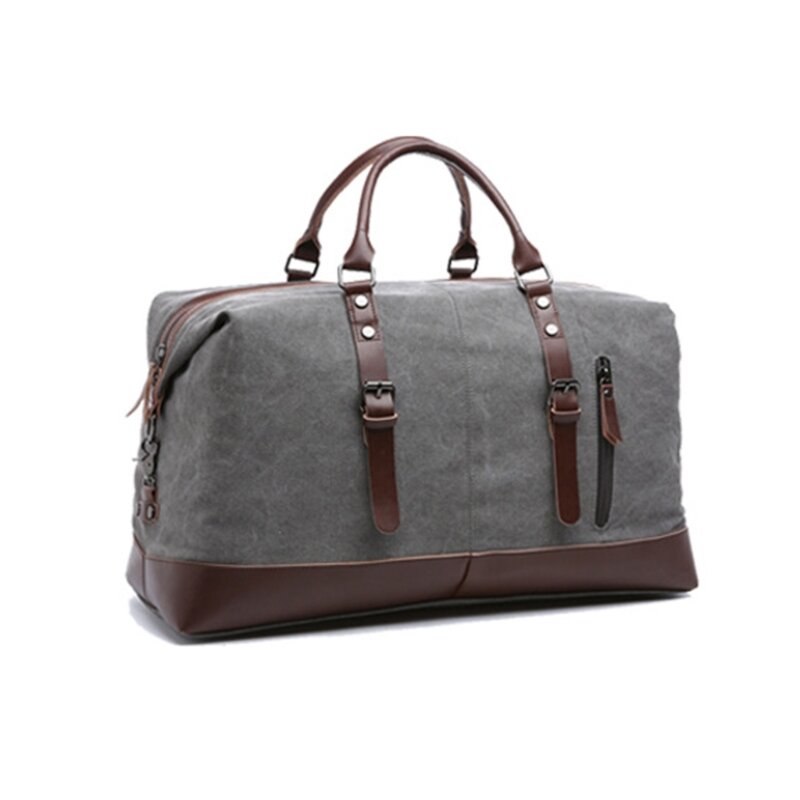 Bolso de hombro al aire libre, bolso cruzado de viaje de lona, ​​bolso de mano para almacenamiento de equipaje, oscuro/gris