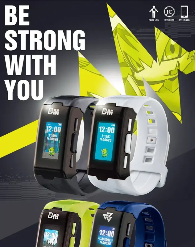 Bandai-reloj Digital con pantalla a Color para niños, pulsera Vital, tarjeta DIM, v-mon Pulsemon, Digimon Adventure, regalos