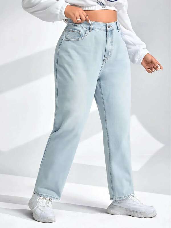 プラスサイズテーパー女性のジーンズハイウエスト光勒洗濯全身ジーンズ女性のジーンズデニム春ジーンズパンツ2023