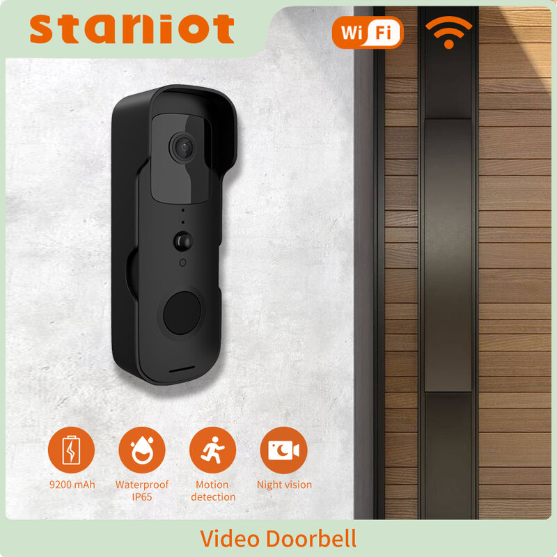 Ostaniot 1080P HD 비디오 초인종 및 트럼펫 투야 와이파이 야외 방수 초인종, 비주얼 인터콤, 홈 보안 카메라, 야간 투시경