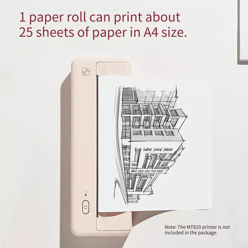 HPRT กระดาษความร้อน A4สำหรับเครื่องพิมพ์ MT810แบบพกพาปราศจากสาร BPA 10ภาพติดทนนานเหมาะสำหรับการรับภาพจากภาพกว้าง210มม.