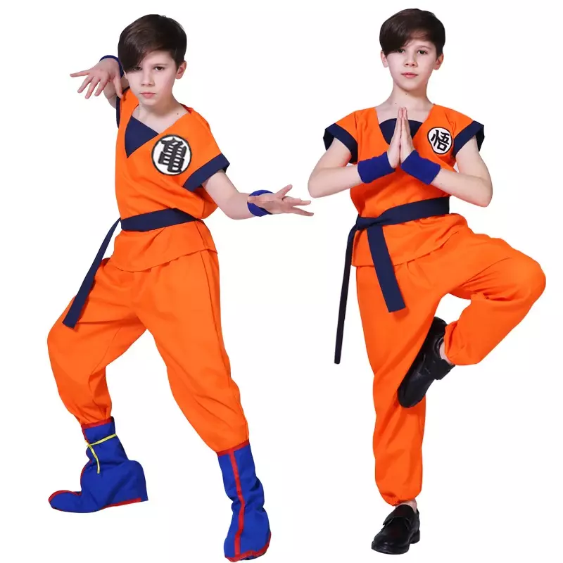 Cosplay anime dla dzieci syn Goku kostium Anime Cosplay bohater mundur peruka karnawałowa nowa