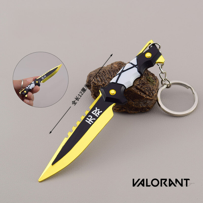 12cm Valorant Weapon Letter Opener Karambit Knive Axe Uncut Mini Cosplay Tactical Military Toy Knife Keychain for Kid Gift