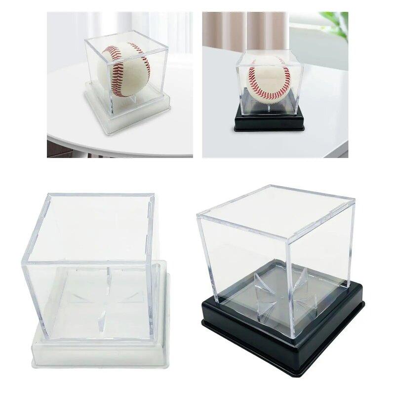 Clear Acrylic Baseball Box Memorabilia Display Case Transparent Square Boxes 8cm for Official Size Ball Showcase Display Stand