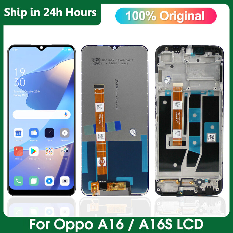 6.52 "Asli untuk Oppo A16 Layar LCD CPH2269 Layar Sentuh Digitizer Assembly Pengganti, untuk A16S CPH2271 Bagian Perbaikan Tampilan