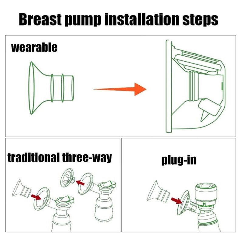 Universal Breast Pump Flange Converter, expressão eficiente do leite, facilmente mudar o tamanho, 24mm a 14mm 16mm 18mm 19mm 20mm 21mm 22mm