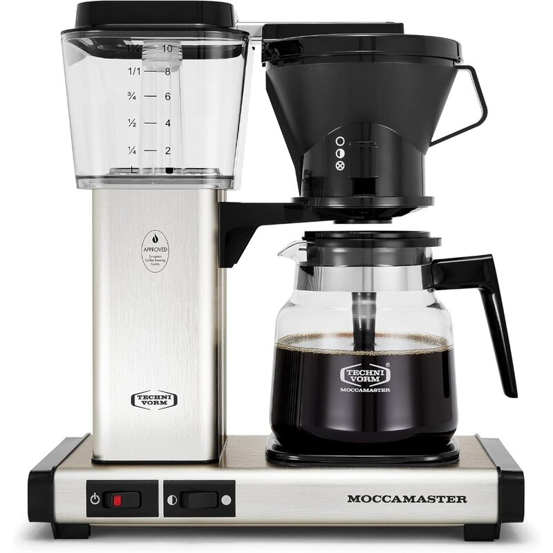 เครื่องทำกาแฟ, คู่มือ-ปรับหยด-หยุดชงตะกร้าแก้ว carafe, เงินแปรง, 6.5 "D x 12.75" W x 14 "H, เครื่องทำกาแฟ