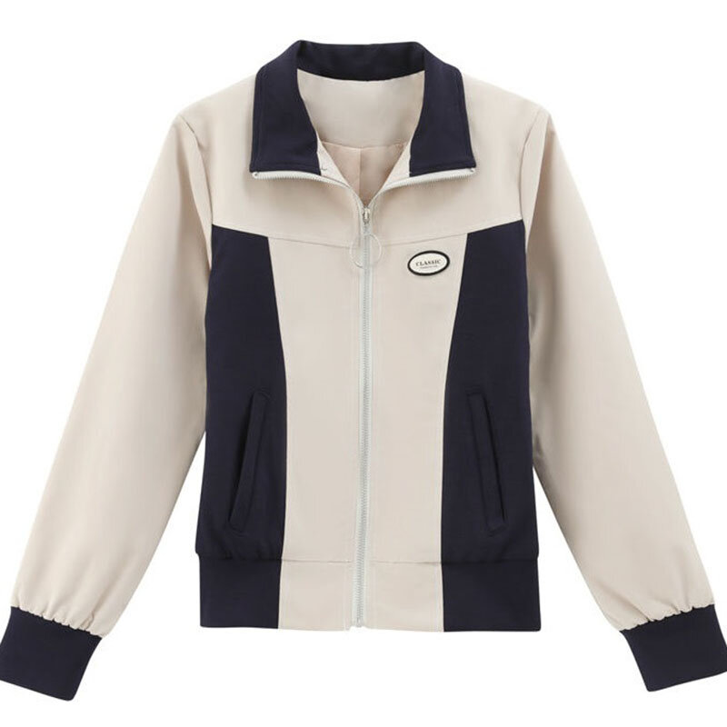 2024 New Spring Autumn Contrast Splicing Design Sense Short Women Jacket  Fashion Korean Baseball Uniform Coat Female Top