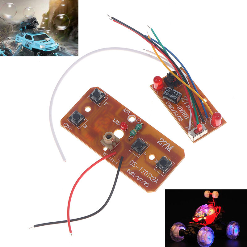 Circuito PCB Transmissor e Receptor Board com Antena, Sistema de Rádio para RC Car, Truck Toy, Controle Remoto, 4CH, 27MHz, 1 Conjunto