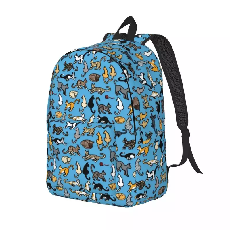 Cat World-mochila estética de animales para niña, mochilas de escuela secundaria con estampado de viaje, coloridas