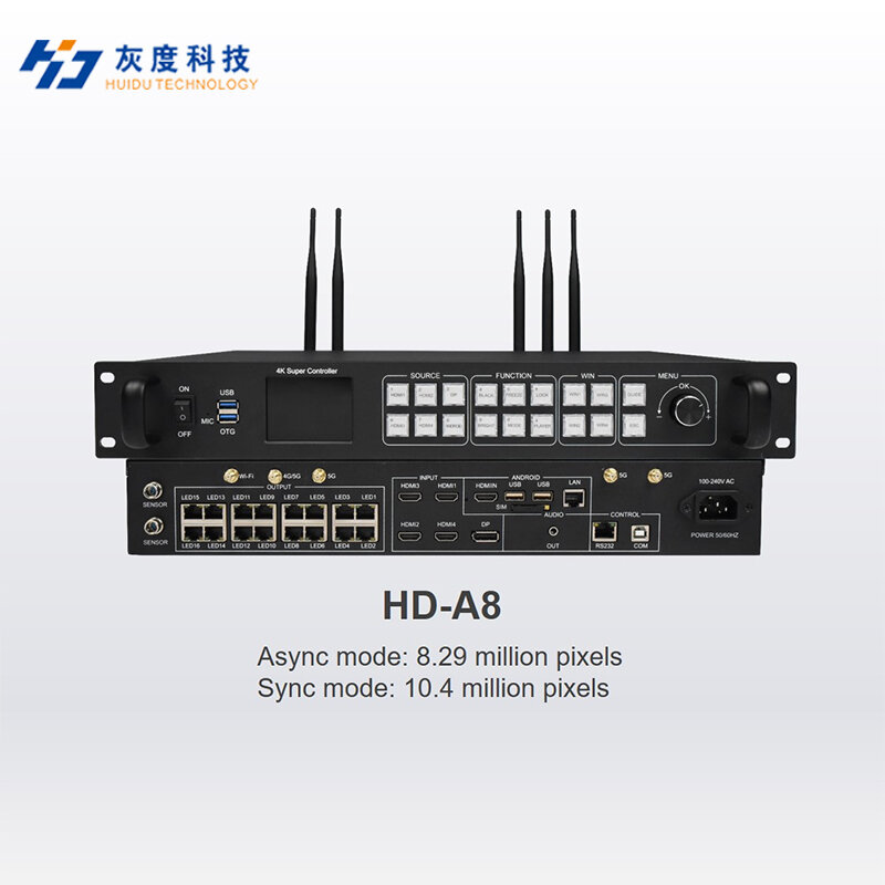 HUIDU LED полноцветный HD 4K видеопроцессор HD-A8 контроллер видеодисплея асинхронный плеер