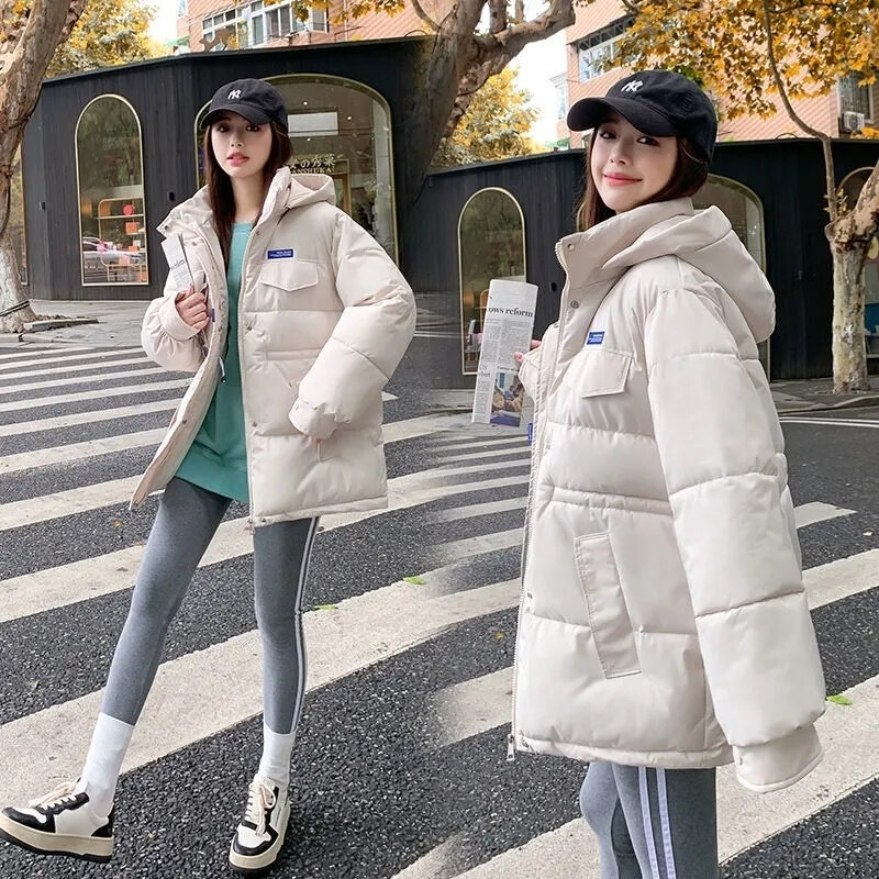 2023 New Winter Jacket Women Parkas Warm Thicken Hooded Clothes Padded Loose Black Down Cotton Puffer Coat Overcoats Outerwear