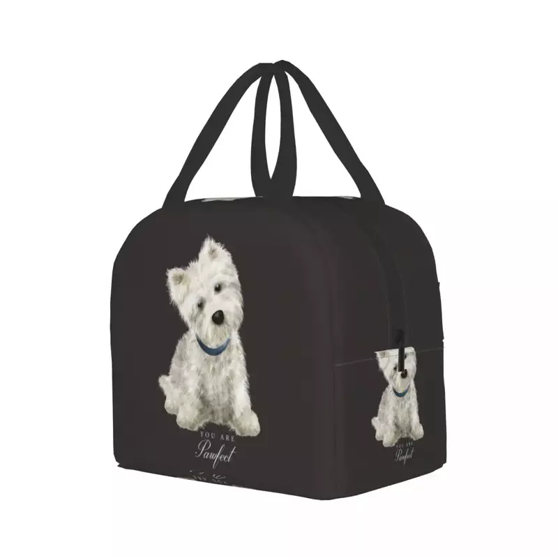 Westie West Highland White Terrier Dog Portable Lunch Box for Women Kids School Thermal Cooler Warm Food Insulated Lunch Bag