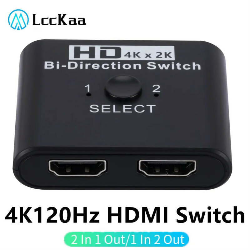 Interruptor HDMI bidireccional, divisor de 2 puertos para ordenador portátil, PC, Xbox, PS3/4, TV Box para Monitor, adaptador de proyector de TV, 4K x 2K