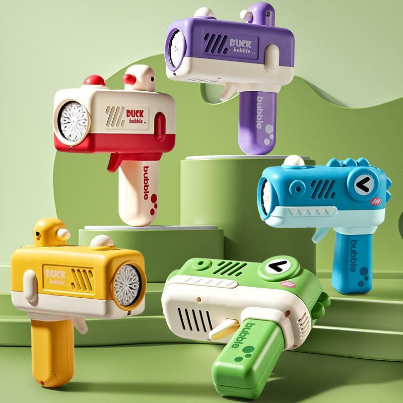 Пистолет пузырьковый Электрический автоматический, милая мультяшная пузырьковая машина, детские игрушки для мальчиков и девочек, уличная игрушка для свадьбы, вечеринки, детские рождественские подарки