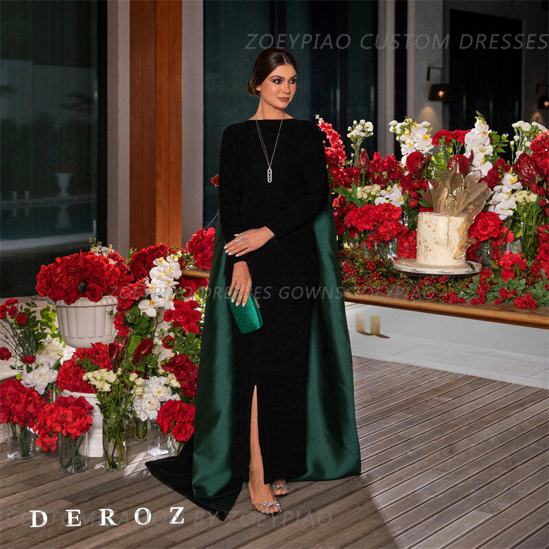 Ciemnozielona czarna formalna sukienka na imprezę celebrytów rozcięcia po bokach długie rękawy sukienka na studniówkę sukienka klub nocny arabskie plażowe suknie wizytowe