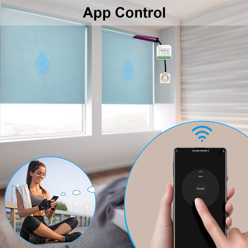 Tuya-Interruptor elétrico de cortina com controle remoto, vida inteligente, Wi-Fi, cegos, obturador de rolos, Google Home, Alexa, RF, 433 Mhz