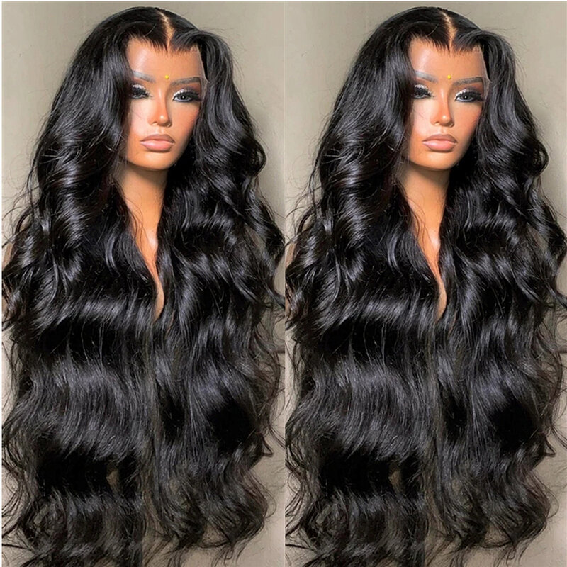 Perruque Lace Front Wig Body Wave Naturelle, Cheveux Humains, Sans Colle, 13x4 HD, 40 Pouces, Transparent, pour Femme