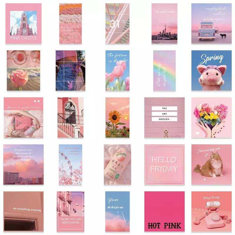 Pegatinas de Graffiti rosa para niñas, pegatinas decorativas de 50 piezas, maletas, portátil, álbum de recortes, cuaderno, juguetes para niñas