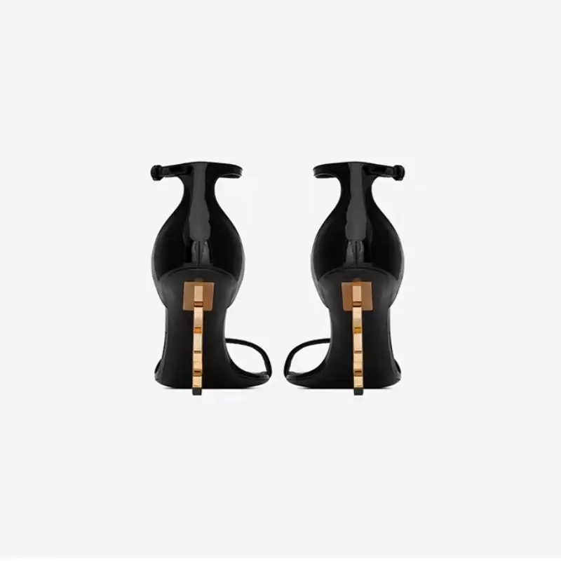 Новинка 2024, женская черная лакированная кожа в европейском и американском стиле, пикантные туфли на высоком каблуке с надписью