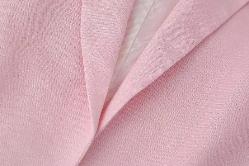 Chaqueta de traje de mezcla de lino para mujer, abrigo Retro de manga larga con bolsillo, moda informal, 2024