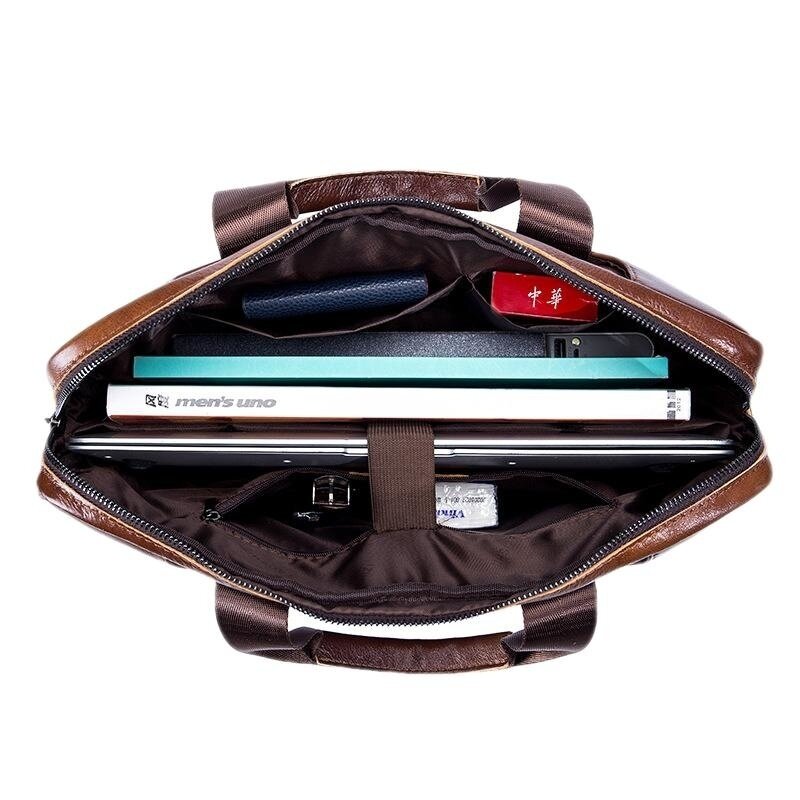 Vintage Genuine Leather Men's Briefcase New Business Handbag Multifunction Laptop Bag Large Capacity Man Shoulder Messenger