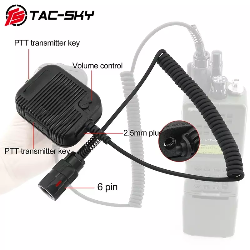 TS TAC-SKY-Microfone de Alto-falante Portátil, Adaptador Militar, Esporte, Caça, Ptt, Walkie Talkies, PRC152, 148, 163