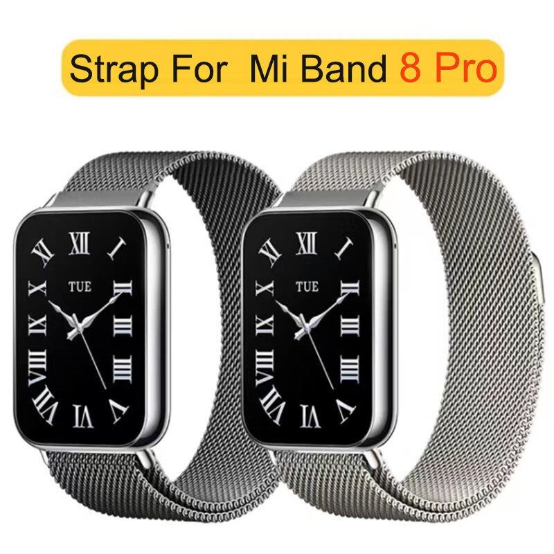 Bracelet à boucle milanaise pour Mi Band 8 pro, acier inoxydable, métal magnétique, bracelet de montre pour Xiaomi Mi Band 8 pro