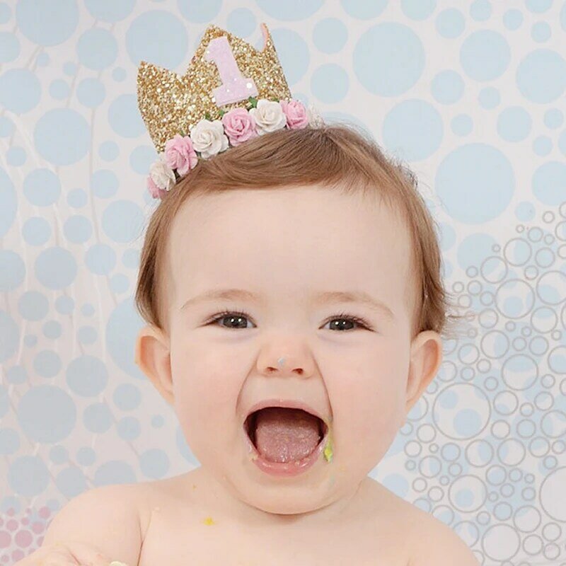Diadema de corona divertida para bebé, sombrero de fiesta de cumpleaños para niña de 1, 2 y 3 años, de feliz cumpleaños decoración de fiesta, 1 piezas