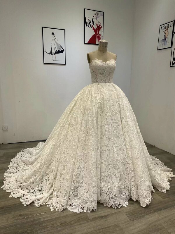 Кружевное бальное платье, свадебное платье, сексуальные свадебные платья без бретелек с аппликацией, индивидуальный пошив, платья невесты без рукавов, реальное изображение