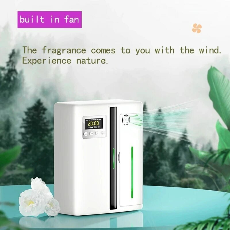Mesin wangi terpasang di dinding Bluetooth, penyebar aroma pintar tanpa air 160ml untuk minyak esensial Hotel rumah