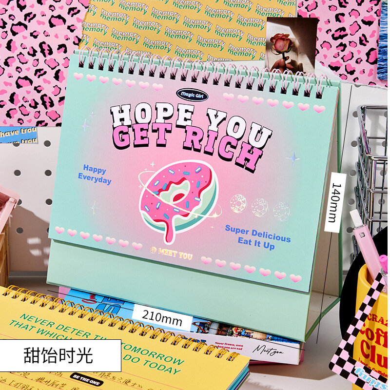 2024 Happy New Year Series Calendar Kawaii Cherry Cake INS Style Desk Calendars Daily Schedule Table Planner 2023.09-2024.12