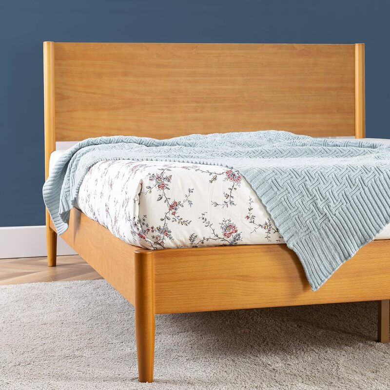 ZINUS-Marco de cama de plataforma de madera Allen de mediados de siglo, base de madera maciza, soporte de listón de madera, montaje fácil, Queen
