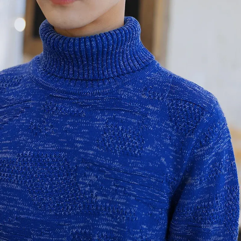 YJKVUR-suéter grueso de cuello alto para hombre, prendas de punto clásicas y cálidas, 100% algodón, Otoño e Invierno