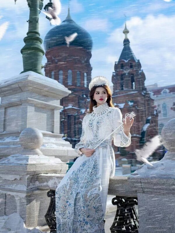 Nieuwe Russische Reisfotografie Jurk Exotisch Kostuum Voor Het Maken Van Foto