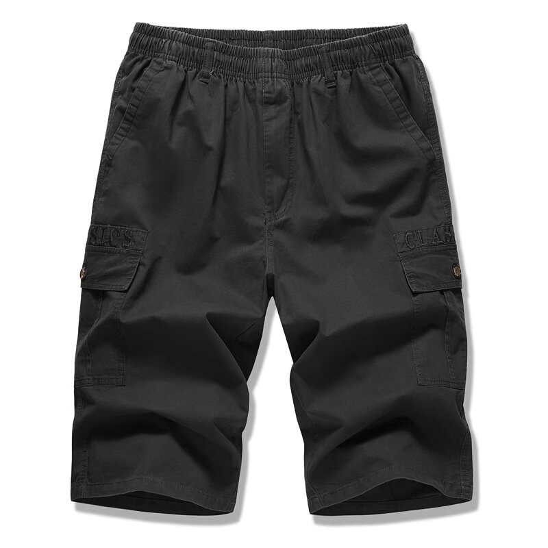 Мужские летние повседневные эластичные пляжные шорты с несколькими карманами, спортивные камуфляжные шорты-карго в стиле милитари, армейские рабочие Капри, укороченные брюки