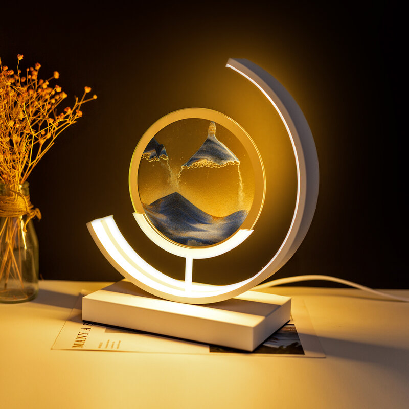 Kreative LED Treibsand Kunst Sand Malerei Sanduhr Lampe Fernbedienung 360 ° drehbar für zu Hause Schlafzimmer Tisch Schreibtisch Dekoration