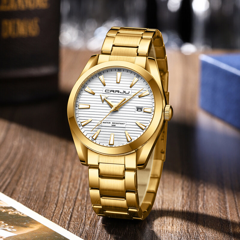 CRRJU Brand New zegarek dla mężczyzn luksusowa moda Luminous zegar kwarcowy analogowy zegarek sportowy wodoodporna stal nierdzewna