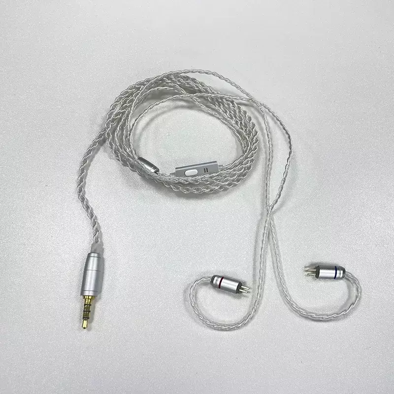 Четырехжильный посеребренный кабель 0,78 мм, двойной контакт, Модернизированный провод с пшеничным 2-контактным кабелем для наушников.